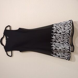 DKNY Embroidered Black Mesh Fit & Flare Dress Size 2